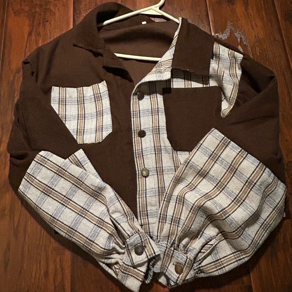 Plaid Bishop Sleeve Jacket